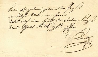  Radetzky Johann Josef Wenzel : Biglietto autografo firmato (alcuni versi sull'onore di un soldato).  - Auction Books, Manuscripts & Autographs - Libreria Antiquaria Gonnelli - Casa d'Aste - Gonnelli Casa d'Aste