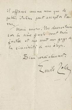  Zola mile : Lettera autografa firmata inviata ad un collega.  - Auction Books, Manuscripts & Autographs - Libreria Antiquaria Gonnelli - Casa d'Aste - Gonnelli Casa d'Aste