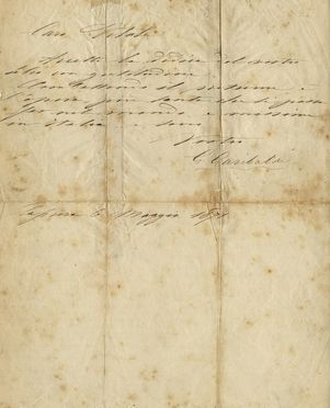  Garibaldi Giuseppe : Breve lettera con firma autografa.  - Auction Books, Manuscripts & Autographs - Libreria Antiquaria Gonnelli - Casa d'Aste - Gonnelli Casa d'Aste