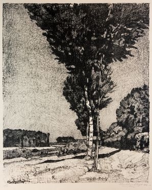  Llewelyn Lloyd  (Livorno, 1879 - Firenze, 1949) : Paesaggio con alberi.  - Auction Books & Graphics. Part I: Prints, Drawings & Paintings - Libreria Antiquaria Gonnelli - Casa d'Aste - Gonnelli Casa d'Aste