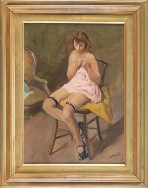  Carlo Passigli  (Firenze, 1881 - 1953) : Figura femminile seduta.  - Auction Books & Graphics. Part I: Prints, Drawings & Paintings - Libreria Antiquaria Gonnelli - Casa d'Aste - Gonnelli Casa d'Aste