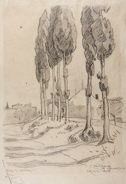  Alberto Micheli  (Livorno, 1870 - Bibbiena, 1943) : Panzano in Chianti.  - Auction Books & Graphics. Part I: Prints, Drawings & Paintings - Libreria Antiquaria Gonnelli - Casa d'Aste - Gonnelli Casa d'Aste