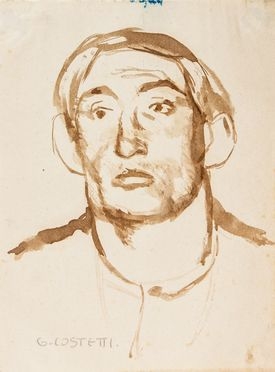  Giovanni Costetti  (Reggio Emilia, 1874 - Settignano, 1949) : Ritratto maschile.  - Auction Books & Graphics. Part I: Prints, Drawings & Paintings - Libreria Antiquaria Gonnelli - Casa d'Aste - Gonnelli Casa d'Aste