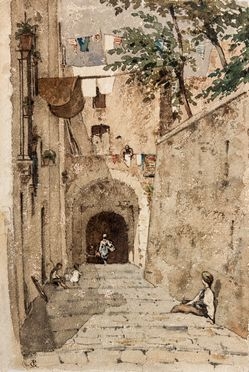  Pietro Gabrini  (Roma, 1856 - 1926) : A Sorrento.  - Auction Books & Graphics. Part I: Prints, Drawings & Paintings - Libreria Antiquaria Gonnelli - Casa d'Aste - Gonnelli Casa d'Aste