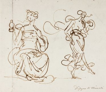  Tommaso Minardi  (Faenza, 1787 - Roma, 1871) : Due figure femminili.  - Auction Books & Graphics. Part I: Prints, Drawings & Paintings - Libreria Antiquaria Gonnelli - Casa d'Aste - Gonnelli Casa d'Aste