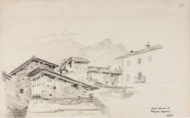  Eugenio Gignous  (Milano, 1850 - Stresa, 1906) : Veduta di paese lombardo.  - Auction Books & Graphics. Part I: Prints, Drawings & Paintings - Libreria Antiquaria Gonnelli - Casa d'Aste - Gonnelli Casa d'Aste