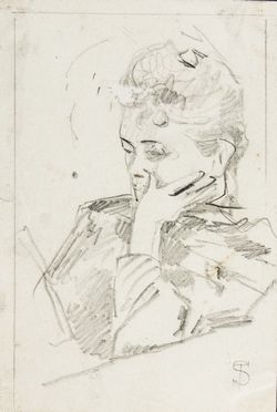  Telemaco Signorini  (Firenze, 1835 - 1901) : Donna che legge.  - Auction Books & Graphics. Part I: Prints, Drawings & Paintings - Libreria Antiquaria Gonnelli - Casa d'Aste - Gonnelli Casa d'Aste