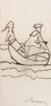  Mino Maccari  (Siena, 1898 - Roma, 1989) : Due figure in barca.  - Auction Books & Graphics. Part I: Prints, Drawings & Paintings - Libreria Antiquaria Gonnelli - Casa d'Aste - Gonnelli Casa d'Aste
