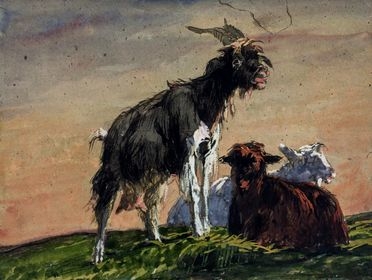  Filippo Palizzi  (Vasto, 1818 - Napoli, 1899) : Due pecore e una capra.  - Auction Books & Graphics. Part I: Prints, Drawings & Paintings - Libreria Antiquaria Gonnelli - Casa d'Aste - Gonnelli Casa d'Aste