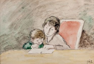  Georges Espagnat (d')  (Melun, 1870 - Paris, 1950) : Madre con bambino.  - Auction Books & Graphics. Part I: Prints, Drawings & Paintings - Libreria Antiquaria Gonnelli - Casa d'Aste - Gonnelli Casa d'Aste