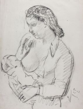  Donato Frisia  (Merate, 1883 - 1953) : Maternit.  - Auction Books & Graphics. Part I: Prints, Drawings & Paintings - Libreria Antiquaria Gonnelli - Casa d'Aste - Gonnelli Casa d'Aste