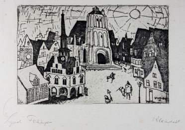  Lyonel Feininger  (New York, 1871 - 1956) : Kleinstadt.  - Auction Books & Graphics. Part I: Prints, Drawings & Paintings - Libreria Antiquaria Gonnelli - Casa d'Aste - Gonnelli Casa d'Aste