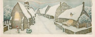  Alfredo Mller  (Livorno, 1869 - Parigi, 1940) : Le Village en hiver (La Neige).  - Auction Books & Graphics. Part I: Prints, Drawings & Paintings - Libreria Antiquaria Gonnelli - Casa d'Aste - Gonnelli Casa d'Aste