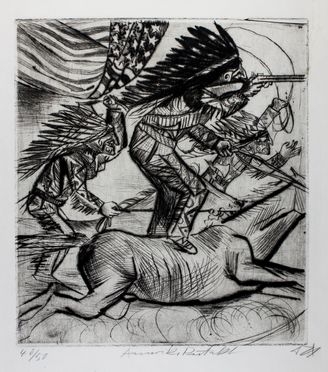  Otto Dix  (Gera, 1891 - Singen, 1969) : Amerikanischer Reitakt.  - Auction Books & Graphics. Part I: Prints, Drawings & Paintings - Libreria Antiquaria Gonnelli - Casa d'Aste - Gonnelli Casa d'Aste
