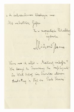  Strauss Richard : Lettera autografa firmata inviata al Direttore del Teatro alla Scala.  - Asta Libri & Grafica - Libreria Antiquaria Gonnelli - Casa d'Aste - Gonnelli Casa d'Aste
