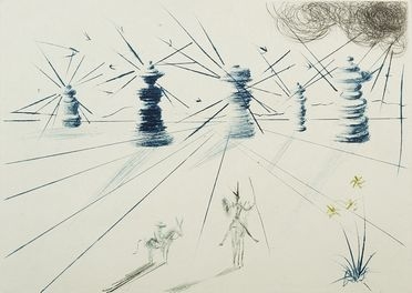  Salvador Dal  (Figueres, 1904 - 1989) : Don Quichotte et les moulins  vent.  - Asta Libri & Grafica - Libreria Antiquaria Gonnelli - Casa d'Aste - Gonnelli Casa d'Aste