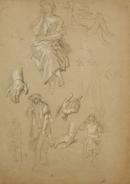  Tommaso Minardi  (Faenza, 1787 - Roma, 1871) : Studio di figure femminili panneggiate e di mani.  - Auction Books & Graphics - Libreria Antiquaria Gonnelli - Casa d'Aste - Gonnelli Casa d'Aste