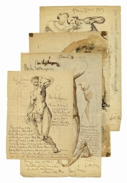  Marcel-Lenoir (pseudonimo di Jules Oury) : 4 lettere autografe firmate con disegni originali dell'artista. Arte  - Auction Books & Graphics - Libreria Antiquaria Gonnelli - Casa d'Aste - Gonnelli Casa d'Aste