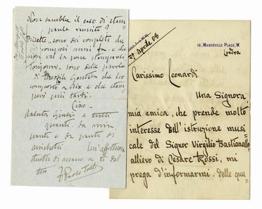  Tosti Francesco Paolo : 2 lettere autografe firmate.  - Asta Libri & Grafica - Libreria Antiquaria Gonnelli - Casa d'Aste - Gonnelli Casa d'Aste