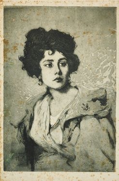  Giuseppe Miti Zanetti  (Modena,  - Milano, 1929) : Ritratto femminile (Da Felice Castegnaro).  - Asta Libri & Grafica - Libreria Antiquaria Gonnelli - Casa d'Aste - Gonnelli Casa d'Aste