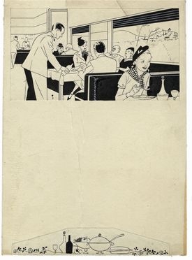  Piero Bernardini  (Firenze, 1891 - 1974) : Signori al ristorante.  - Auction Books & Graphics - Libreria Antiquaria Gonnelli - Casa d'Aste - Gonnelli Casa d'Aste