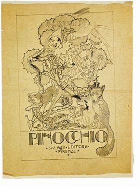  Maria Augusta Cavalieri  (Firenze, 1900 - Pelago, 1982) : Tre bozzetti per la copertina di Pinocchio.  Luigi Cavalieri  (Bologna, 1869 - Fiesole, 1940)  - Auction Books & Graphics - Libreria Antiquaria Gonnelli - Casa d'Aste - Gonnelli Casa d'Aste