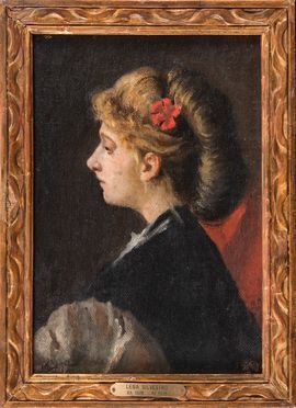  Silvestro Lega  (Modigliana, 1826 - Firenze, 1895) : Ritratto di giovane donna.  - Asta Libri & Grafica - Libreria Antiquaria Gonnelli - Casa d'Aste - Gonnelli Casa d'Aste
