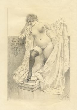  Karel Simunek  (Beroun, 1869 - Praga, 1942) : Ex libris K. J. O (K. J. Obratil).  - Auction Books & Graphics - Libreria Antiquaria Gonnelli - Casa d'Aste - Gonnelli Casa d'Aste