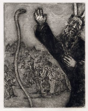  Marc Chagall  (Vitebsk, 1887 - St. Paul de  Vence, 1985) : Moses and the Serpent.  - Auction Books & Graphics - Libreria Antiquaria Gonnelli - Casa d'Aste - Gonnelli Casa d'Aste