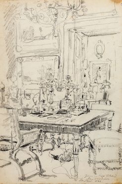  Ernst Moritz Geyger  (Rixdorf, 1861 - Marignolle (Firenze), 1941) : Interno con suppellettili.  - Asta Libri & Grafica - Libreria Antiquaria Gonnelli - Casa d'Aste - Gonnelli Casa d'Aste
