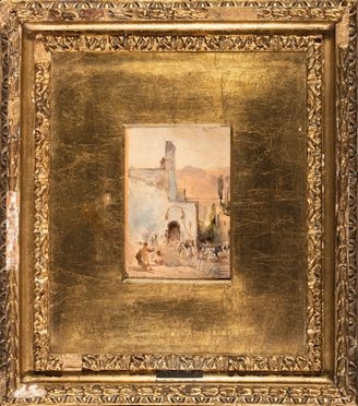 Giacinto Gigante  (Napoli, 1804 - Napoli, 1876) : Paesaggio con figure.  - Asta Libri & Grafica - Libreria Antiquaria Gonnelli - Casa d'Aste - Gonnelli Casa d'Aste