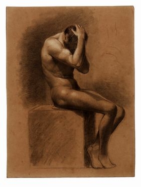  Andrea Appiani  (Milano, 1754 - 1817) [cerchia di] : Nudo accademico seduto.  - Auction Books & Graphics - Libreria Antiquaria Gonnelli - Casa d'Aste - Gonnelli Casa d'Aste