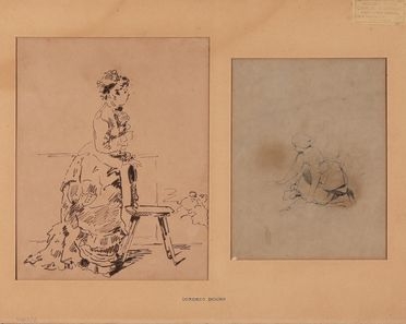  Domenico Induno  (Milano, 1815 - 1878) : Lotto composto di 2 disegni.  - Auction Books & Graphics - Libreria Antiquaria Gonnelli - Casa d'Aste - Gonnelli Casa d'Aste
