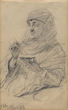  Cesare Dell'Acqua  (Pirano d'Istria, 1821 - Bruxelles, 1905) : Donna araba.  - Asta Libri & Grafica - Libreria Antiquaria Gonnelli - Casa d'Aste - Gonnelli Casa d'Aste