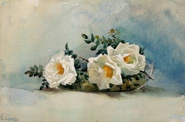  Emma Ciardi  (Venezia, 1879 - 1933) : Natura morta con rose bianche.  - Asta Libri & Grafica - Libreria Antiquaria Gonnelli - Casa d'Aste - Gonnelli Casa d'Aste