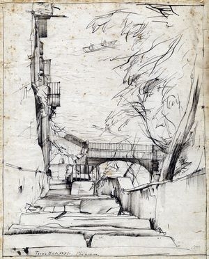  Pietro Annigoni  (Milano, 1910 - Firenze, 1988) : Villa Pliniana (Torno sul lago di Como).  - Asta Libri & Grafica - Libreria Antiquaria Gonnelli - Casa d'Aste - Gonnelli Casa d'Aste