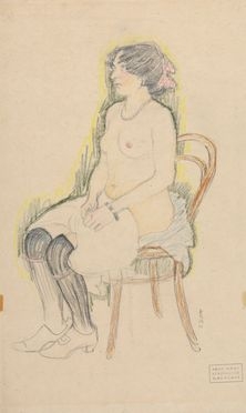  Hans Strohofer  (Vienna, 1885 - 1961) : Nudo femminile seduto.  - Asta Libri & Grafica - Libreria Antiquaria Gonnelli - Casa d'Aste - Gonnelli Casa d'Aste