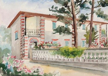  Silvio Pucci  (Pistoia, 1889 - Firenze, 1961) : Strada con villa.  - Asta Libri & Grafica - Libreria Antiquaria Gonnelli - Casa d'Aste - Gonnelli Casa d'Aste
