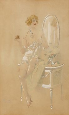  Francesco Vinea  (Forl, 1845 - Firenze, 1902) : Figura femminile alla toilette.  - Asta Grafica & Libri - Libreria Antiquaria Gonnelli - Casa d'Aste - Gonnelli Casa d'Aste
