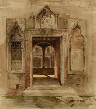  Nicola Sanesi  (Firenze, 1818 - 1889) : Portale gotico.  - Asta Grafica & Libri - Libreria Antiquaria Gonnelli - Casa d'Aste - Gonnelli Casa d'Aste