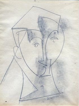  Gino Severini  (Cortona, 1883 - Parigi, 1966) : Studio di volto.  - Asta Grafica & Libri - Libreria Antiquaria Gonnelli - Casa d'Aste - Gonnelli Casa d'Aste