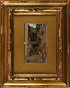  Adolfo Belimbau  (Il Cairo, 1845 - Firenze, 1938) : Vicolo fiorentino.  - Asta Grafica & Libri - Libreria Antiquaria Gonnelli - Casa d'Aste - Gonnelli Casa d'Aste