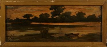  Niccol Cannicci  (Firenze, 1846 - 1906) : Paesaggio fluviale.  - Asta Grafica & Libri - Libreria Antiquaria Gonnelli - Casa d'Aste - Gonnelli Casa d'Aste