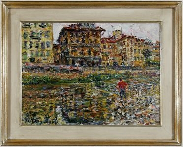  Guido Borgianni  (New York, 1915 - Firenze, 1995) : Pescatore in riva d'Arno.  - Asta Grafica & Libri - Libreria Antiquaria Gonnelli - Casa d'Aste - Gonnelli Casa d'Aste