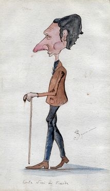  Telemaco Signorini  (Firenze, 1835 - 1901) : Caricatura del conte Nasi di Fiesole.  - Asta Grafica & Libri - Libreria Antiquaria Gonnelli - Casa d'Aste - Gonnelli Casa d'Aste