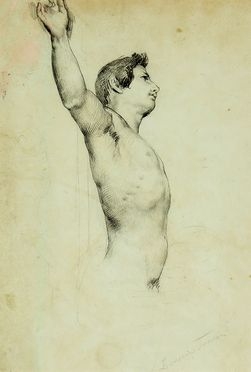  Lorenzo Toncini  (Caorso, 1802 - Piacenza, 1884) : Nudo virile.  - Asta Grafica & Libri - Libreria Antiquaria Gonnelli - Casa d'Aste - Gonnelli Casa d'Aste