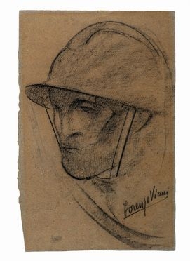  Lorenzo Viani  (Viareggio, 1882 - Ostia, 1936) : Testa di soldato.  - Asta Grafica & Libri - Libreria Antiquaria Gonnelli - Casa d'Aste - Gonnelli Casa d'Aste