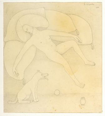  Dario Viterbo  (Firenze, 1890 - New York, 1961) : Nudo di donna con cane.  - Asta Grafica & Libri - Libreria Antiquaria Gonnelli - Casa d'Aste - Gonnelli Casa d'Aste