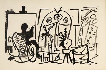  Pablo Picasso  (Malaga, 1881 - Mougins, 1973) : Composizione.  - Asta Grafica & Libri - Libreria Antiquaria Gonnelli - Casa d'Aste - Gonnelli Casa d'Aste
