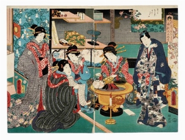  Utagawa Kunisada I (Toyokuni III)  (Edo, 1786 - 1865) : Episodio da Genji monogatari.  - Auction Prints, drawings & paintings | Old master, modern and contemporary art - Libreria Antiquaria Gonnelli - Casa d'Aste - Gonnelli Casa d'Aste